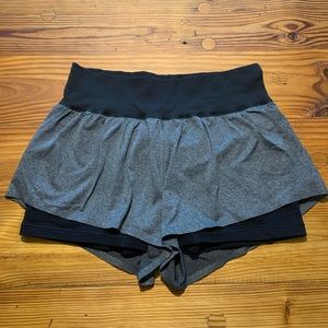 grey lululemon shorts with built in spandex